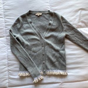 Rebecca Taylor (Size XS) cropped grey wool sweater